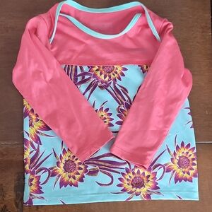 Patagonia Worn Wear Baby 6-12M Little Sol Rashguard - Pink + Blue, Sunflowers